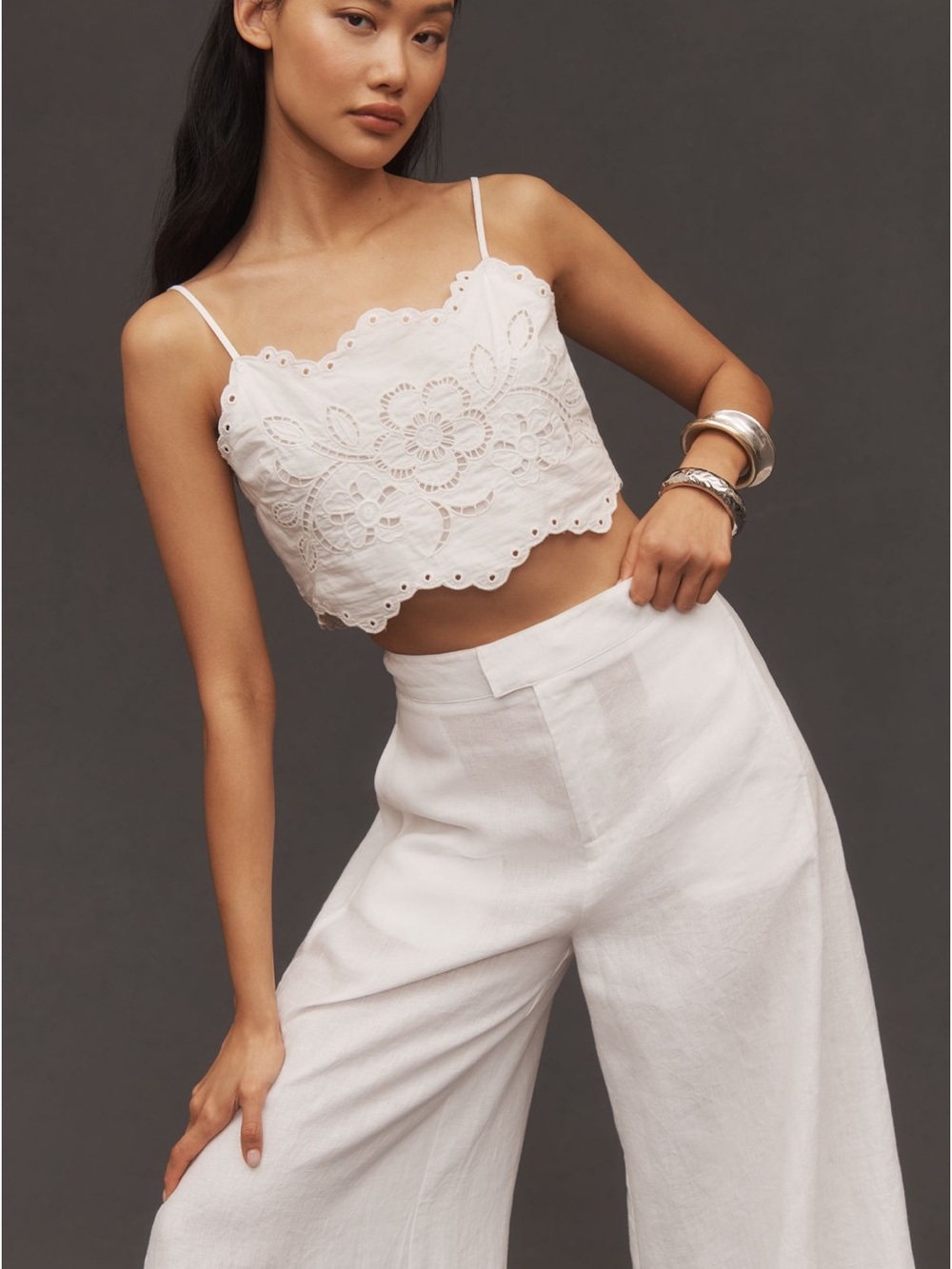Anthropologie White Wide-Leg Linen-Blend Pants - Picture 4 of 4